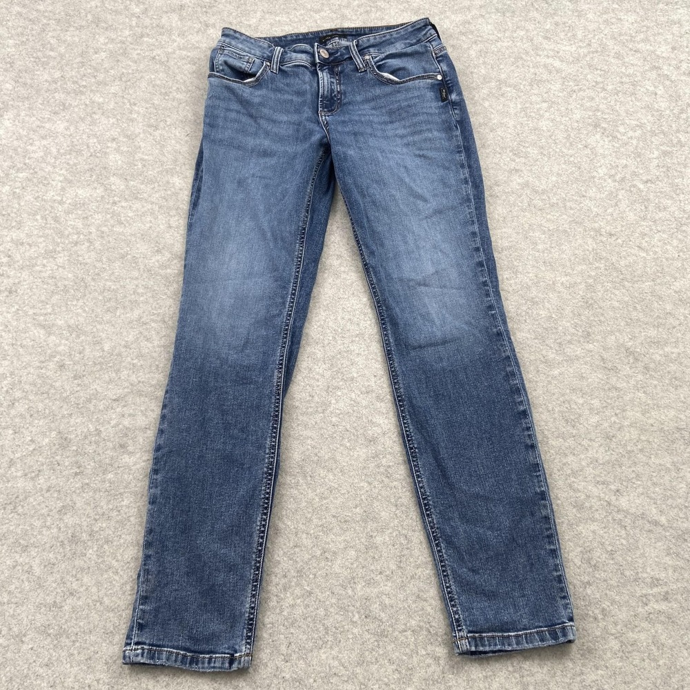 Silver Jeans Co. Boyfriend Jeans Womens 8 (28x29) Blue Med Wash Stretch Denim